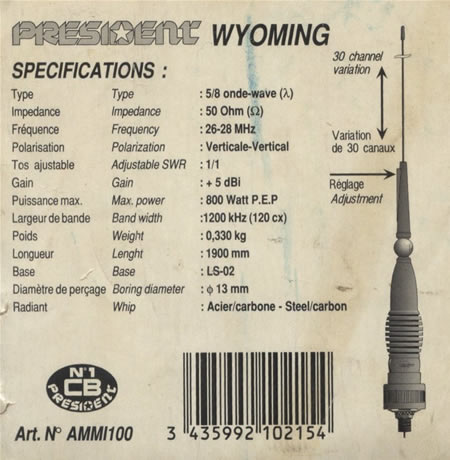 Antena CB President Wyoming zdjecia